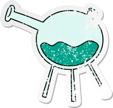 İnsan eliyle çizilmiş bir bilim test tüpü karikatürü.