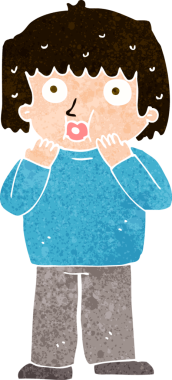 Bir insan tarafından çizilmiş endişeli bir çocuk.