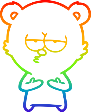 Bir insan tarafından çizilmiş sıkılmış bir ayı çizgi filminin çizimi.