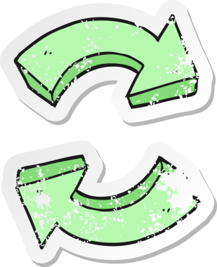 Bir insan tarafından çizilmiş geri dönüşümlü okların geridönüşüm etiketi.