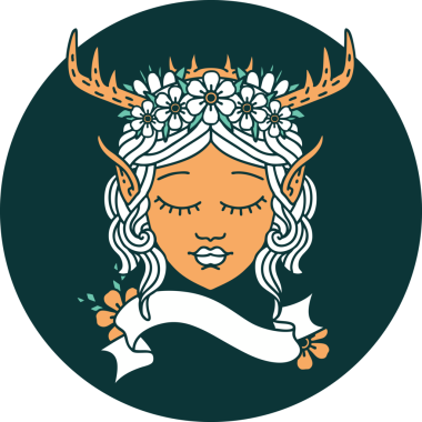 Bir insan tarafından çizilmiş Elf Druid karakteri simgesi