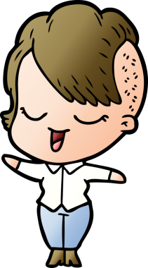 Bir insan tarafından çizilmiş mutlu çizgi film kızı.