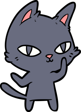 Bir insan tarafından çizilmiş çizgi film kedisi.