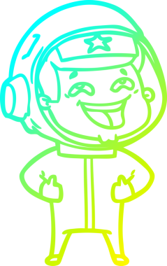 Bir insan tarafından çizilmiş gülen astronotun soğuk gradyan çizimi