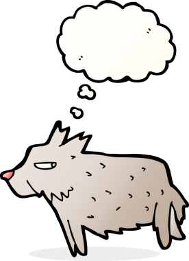 Bir insan tarafından çizilmiş düşünce baloncuklu karikatür teriyeri