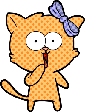 Bir insan tarafından çizilmiş çizgi film kedisi.