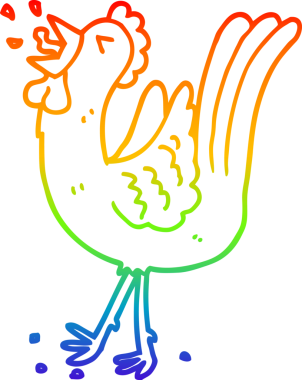 Gökkuşağı gradyan çizgi çizimi bir insan tarafından çizilmiş bir horoz ötüşü