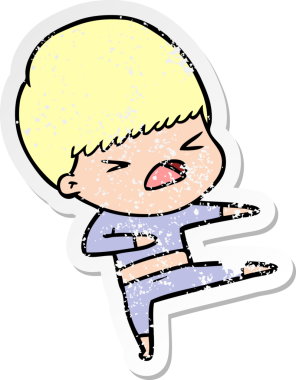 Bir insan tarafından çizilmiş stresli bir çizgi film çıkartması.