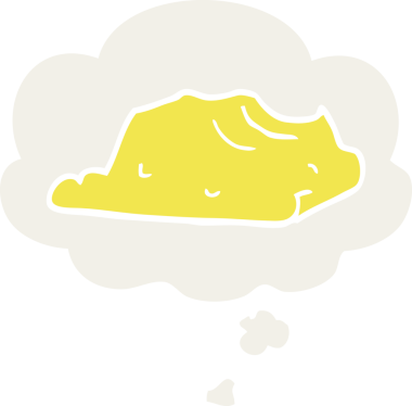 Düşünce baloncuklu çizgi film tereyağı insan tarafından çizilmiş.