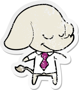 Bir insan tarafından çizilmiş gülümseyen fil yöneticisinin sıkıntılı çıkartması.