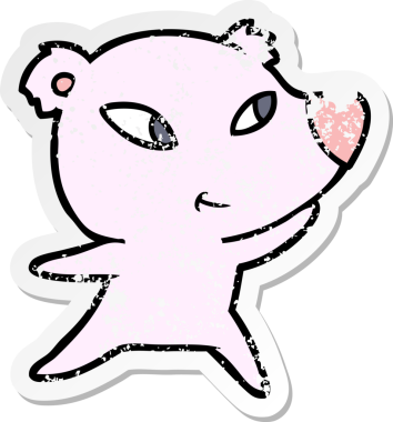 Bir insan tarafından çizilmiş şirin bir ayının sıkıntılı çıkartması.