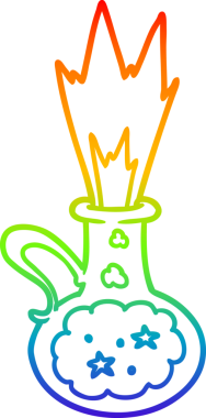 Bir insanın çizdiği sihirli iksirin çizdiği gökkuşağı gradyanı çizimi