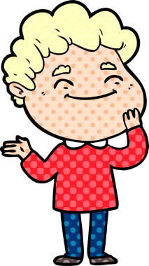 Bir insan tarafından çizilmiş çizgi film dostu bir adam.