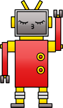 Bir insan tarafından çizilmiş bir robotun gölgelenmiş çizimi