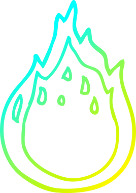 Bir insanın çizdiği çizgi film ateşinin soğuk eğimli çizgisi.