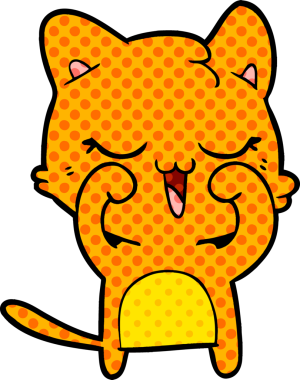 Bir insan tarafından çizilmiş çizgi film kedisi.