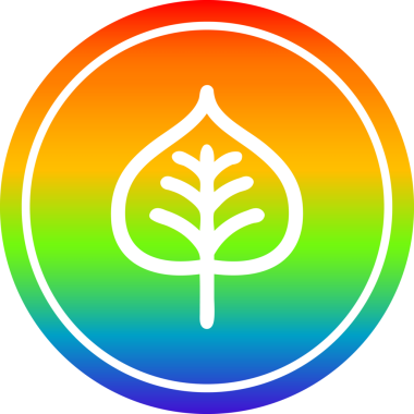 Gökkuşağı gradyan bir insan tarafından çizilmiş doğal yaprak dairesel simgesi