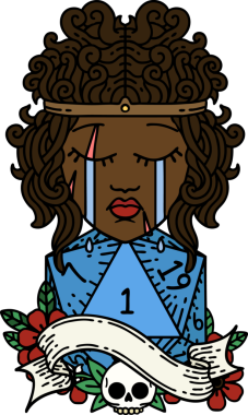 Retro Dövme Tarzı Ağlayan İnsan Barbar Bir D20 rulo ile bir insan tarafından çizilmiş