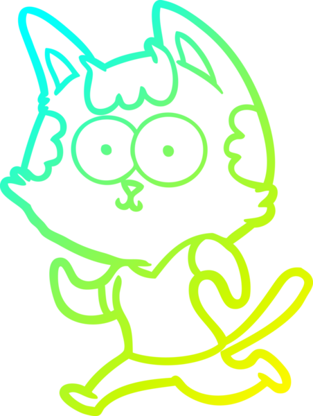 Bir insan tarafından çizilen mutlu çizgi film kedisinin soğuk gradyan çizimi