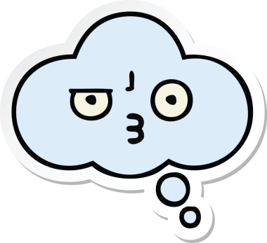 Bir insan tarafından çizilmiş şirin bir düşünce baloncuğunun çıkartması.