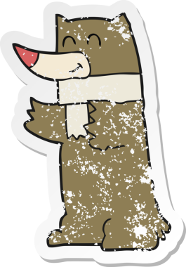 Bir insan tarafından çizilmiş karikatür ayısının gerilmiş çıkartması.