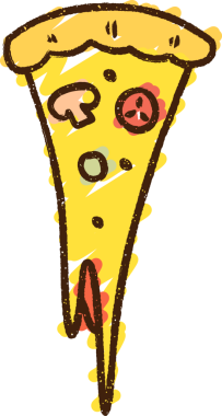 Bir insan tarafından çizilmiş pizza tebeşiri.