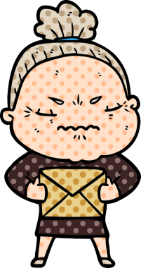 Çizgi film bir insan tarafından çizilmiş yaşlı bir kadın tarafından rahatsız edildi.