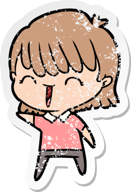 Bir insan tarafından çizilmiş karikatür bir kadının sıkıntılı çıkartması.