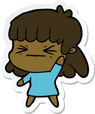 Bir insan tarafından çizilmiş bir karikatür kadının çıkartması.