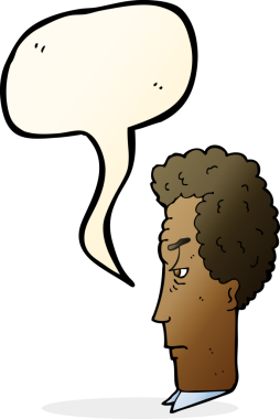 Bir insan tarafından çizilmiş konuşma baloncuğuyla rahatsız bir adam.