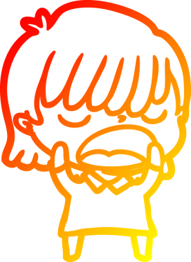 Bir insan tarafından yüksek sesle çizilmiş bir çizgi film kadını çizimi.