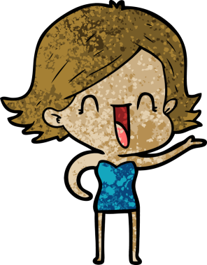 Bir insan tarafından çizilmiş mutlu bir kadın.