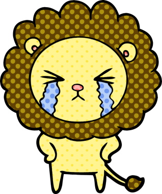 Bir insan tarafından çizilmiş ağlayan bir aslan.