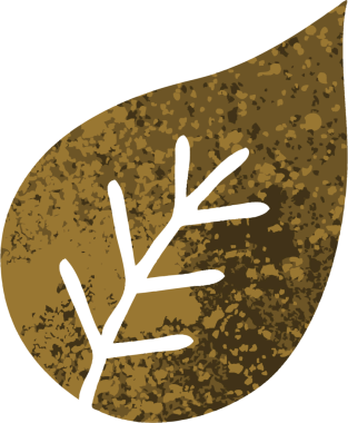 Bir insan tarafından çizilmiş bir sonbahar yaprağının retro çizim stili karikatürü