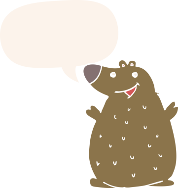 bir insan tarafından çizilmiş eski moda konuşma baloncuğu ile çizgi film mutlu ayı