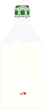 Düz renkli karikatür. Bir insan tarafından çizilmiş eski süt şişesi.