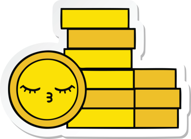 Bir insan tarafından çizilmiş şirin bozuk paraların çıkartması.