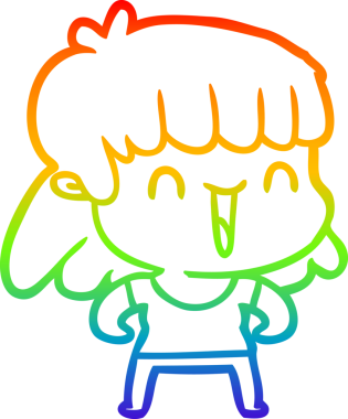 gökkuşağı gradyan çizimi bir insan tarafından çizilmiş bir karikatür kadın