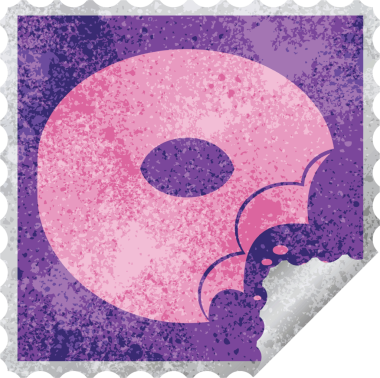 Isırılmış çörek grafik vektör kare soyma etiketi bir insan tarafından çizildi