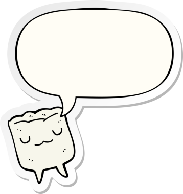 Bir insan tarafından çizilmiş balon çıkartmalı çizgi film dişleri.