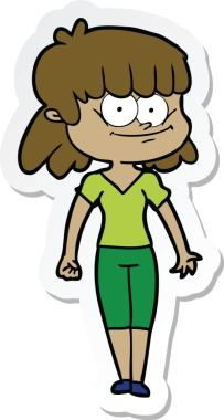 Bir insan tarafından çizilmiş gülümseyen bir karikatür çıkartması.