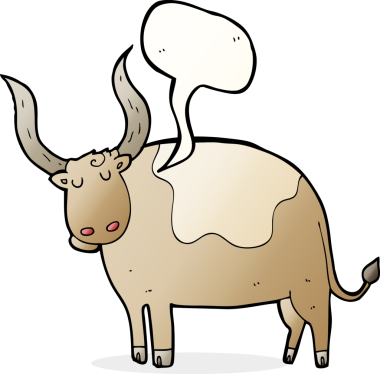 bir insan tarafından çizilmiş konuşma baloncuklu çizgi film öküzü