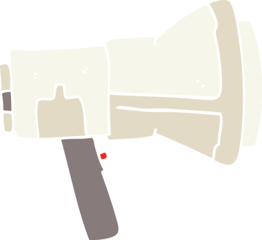 Bir insan tarafından çizilmiş megafonun düz renk çizimi