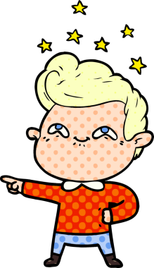 Bir insan tarafından çizilmiş heyecanlı bir çizgi film.