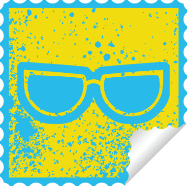 Bir insan tarafından çizilen gözlük, grafiksel sıkıntılı etiket illüstrasyon simgesi