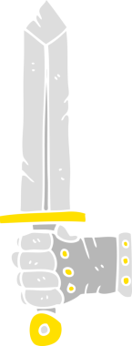 Bir insan tarafından çizilen düz renkli kılıç tasviri