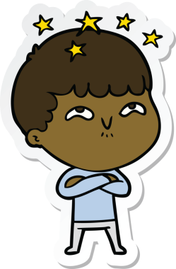 Bir insan tarafından çizilmiş bir karikatür çıkartması.