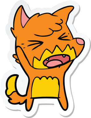 Bir insan tarafından çizilmiş kızgın bir tilkinin çıkartması.