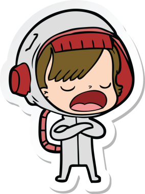 Bir insan tarafından çizilmiş astronot bir kadının çıkartması.