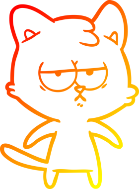 Bir insan tarafından çizilmiş sıkılmış çizgi film kedisinin sıcak çizgi çizgisi.